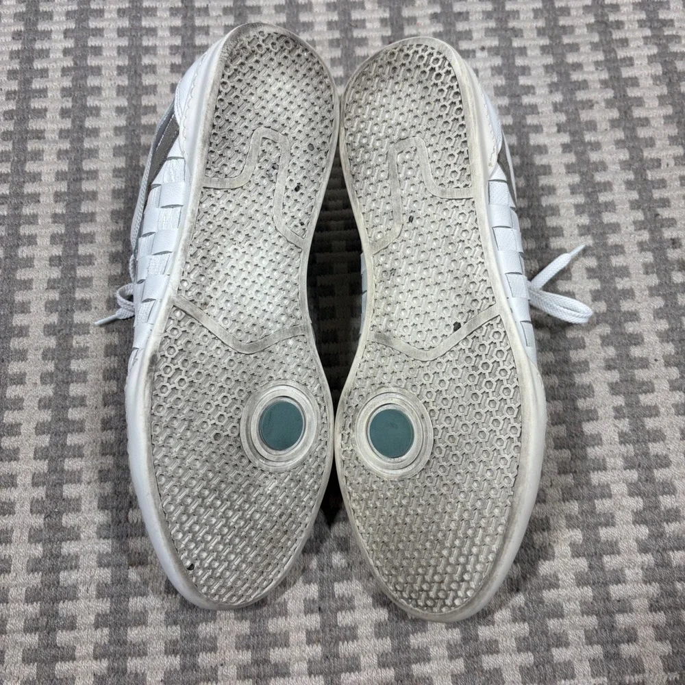 Baldinini Mens White Woven Leather Suede Low Top Sneakers Shoes 1646 Size 42